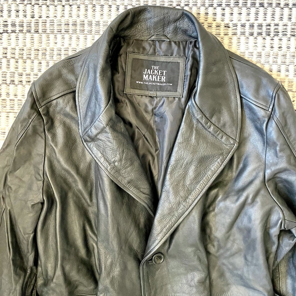 Daniel Black Leather Trench Coat - Picture 13 of 15